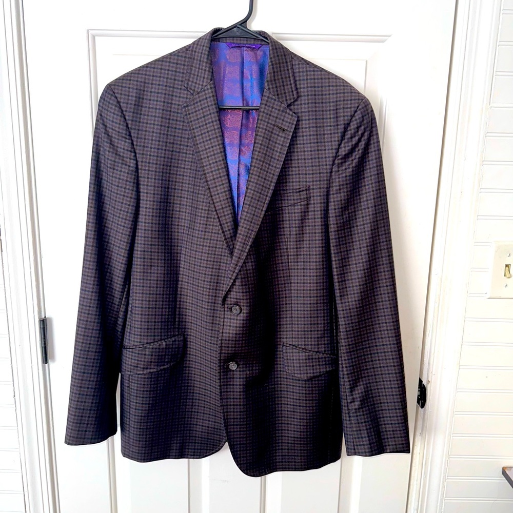 Ted Baker Dark Pinstriped ‘Jones SP Lane’ Wool Blazer Size 42R
